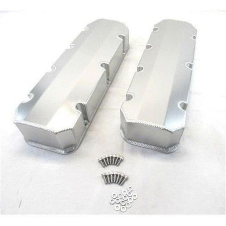 Bous Performance BBC Fabricated Tall Aluminum Valve Cover Short Bolts without Holes, Clear Anodized E41322CA